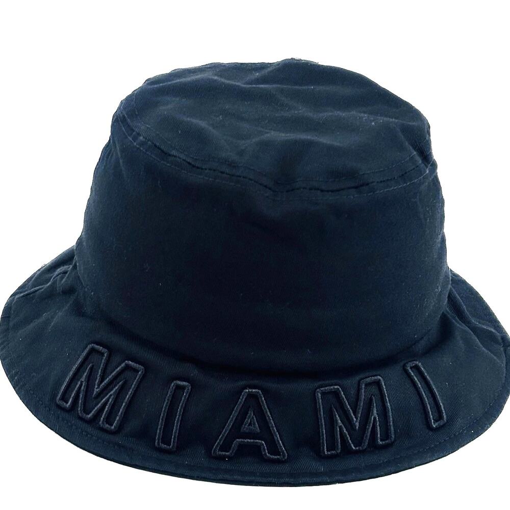 Robin Ruth Bucket Hat S/M Black Miami Beach Cotton